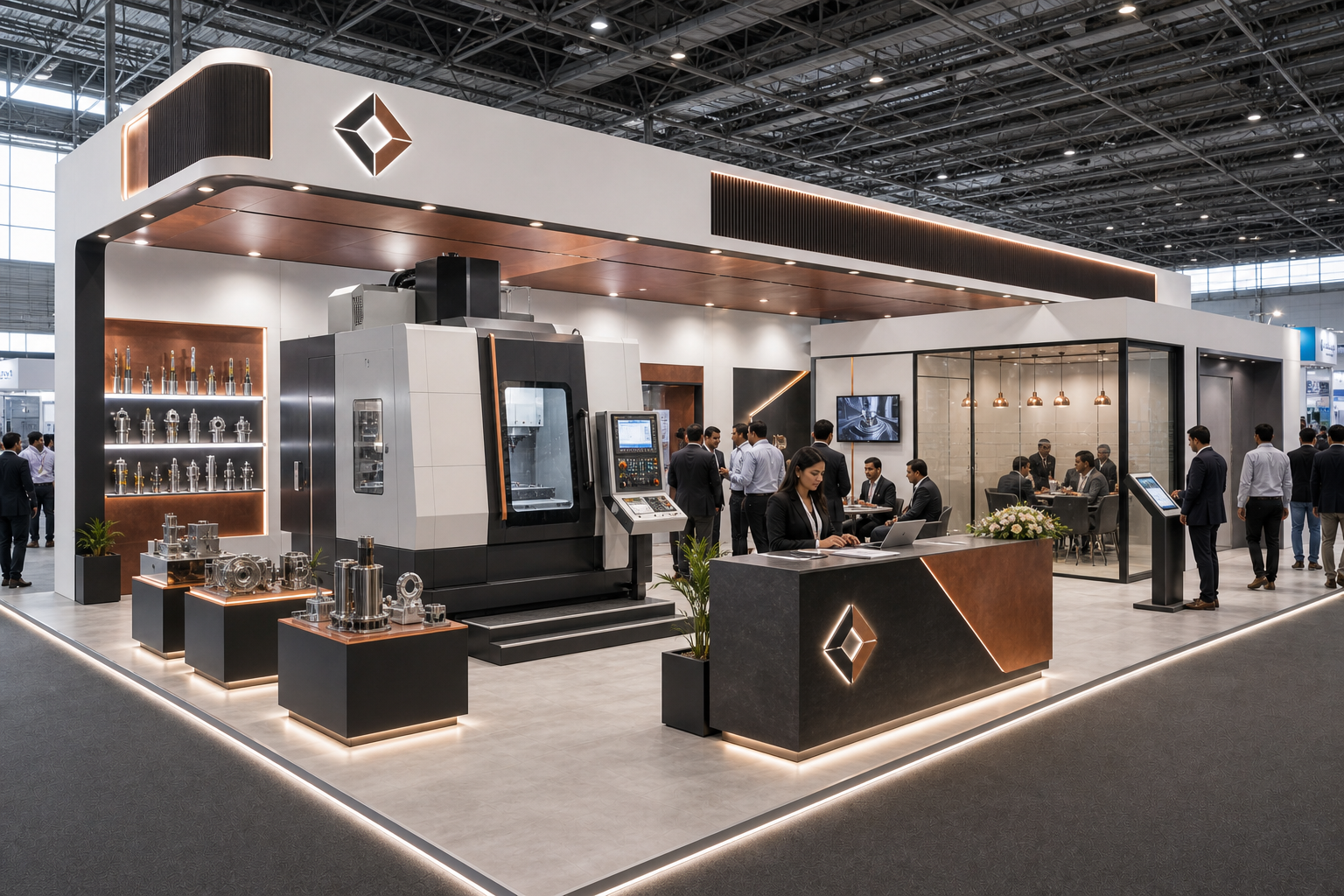 Free exhibition booth planning tools booth concept in a premium exhibition hall